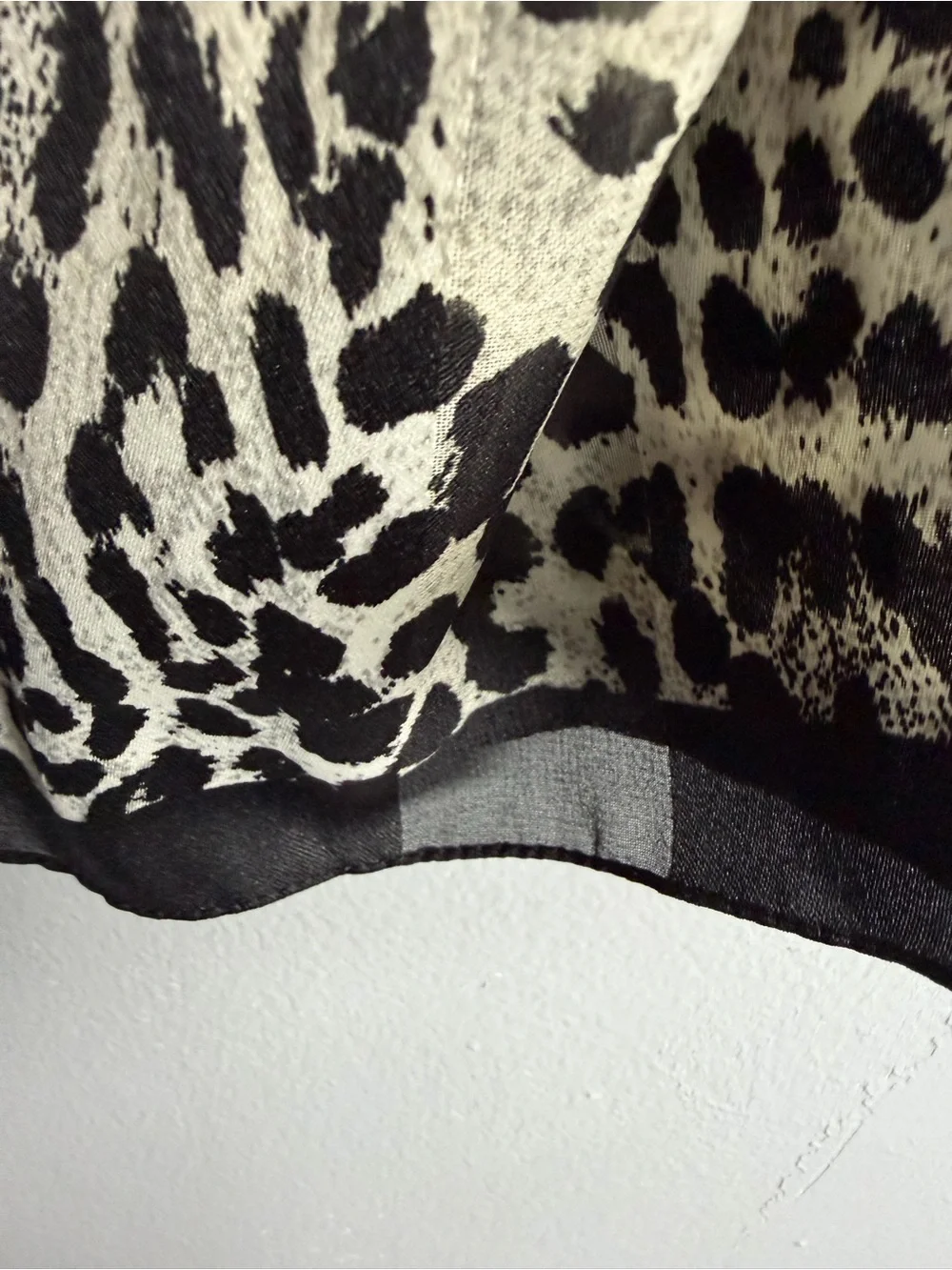 Women’s Black & White Leopard Print Scarf Panel